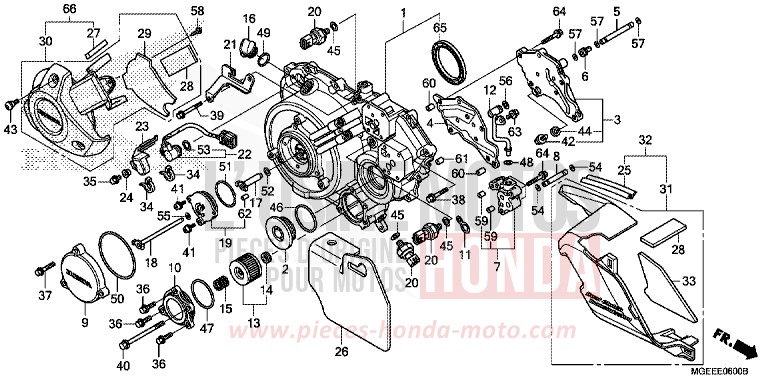 PANNEAU CARTER-MOTEUR D. (VFR1200FD) de VFR1200F DCT PEARL GLARE WHITE (NHB53) 2015